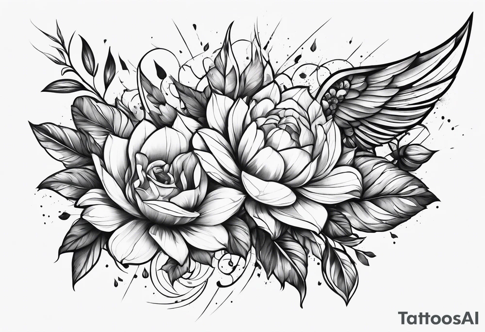snsword shattering into flower tattoo idea