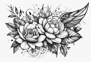 snsword shattering into flower tattoo idea