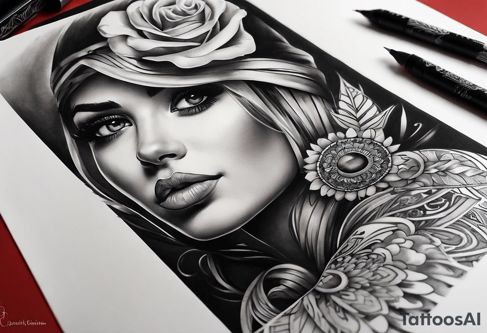 Череп в мантии. Красные глаза, в руках бусы tattoo idea