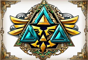 Triforce from the Zelda series add the word courage strength and wisdom tattoo idea