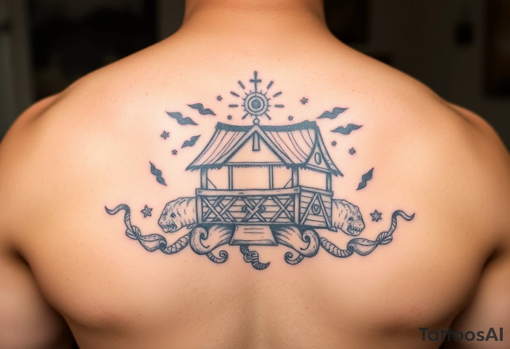 Samoan noah’s ark tattoo chest piece tattoo idea