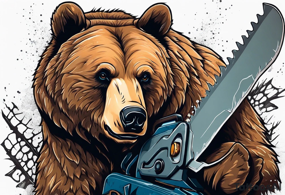 Bear with a chainsaw tattoo idea