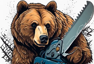 Bear with a chainsaw tattoo idea