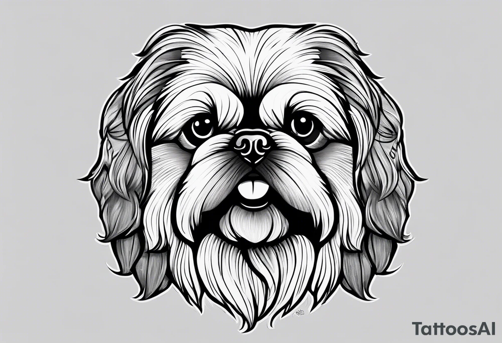 The contour of the face of a pekingese with shih tzu mixed race god. Nothing besides the face. tattoo idea