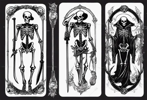 Skeleton with scythe death tarot card good and evil ying yang tattoo idea