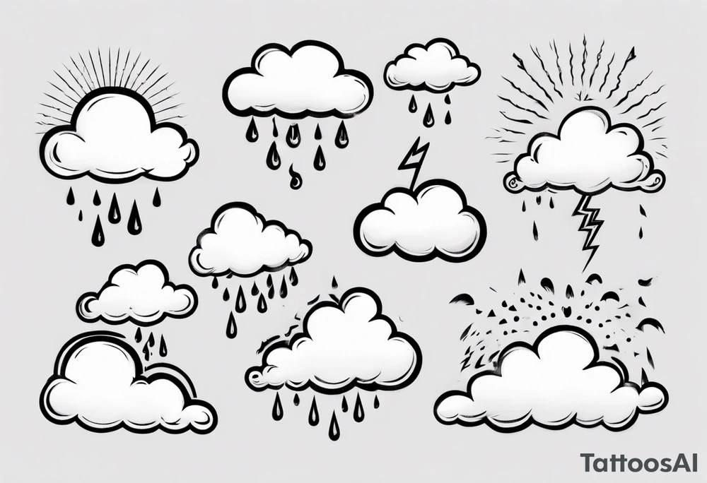 a cloud with rain and thunder tattoo idea