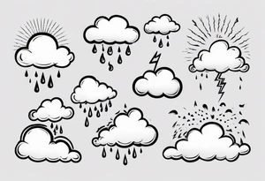 a cloud with rain and thunder tattoo idea