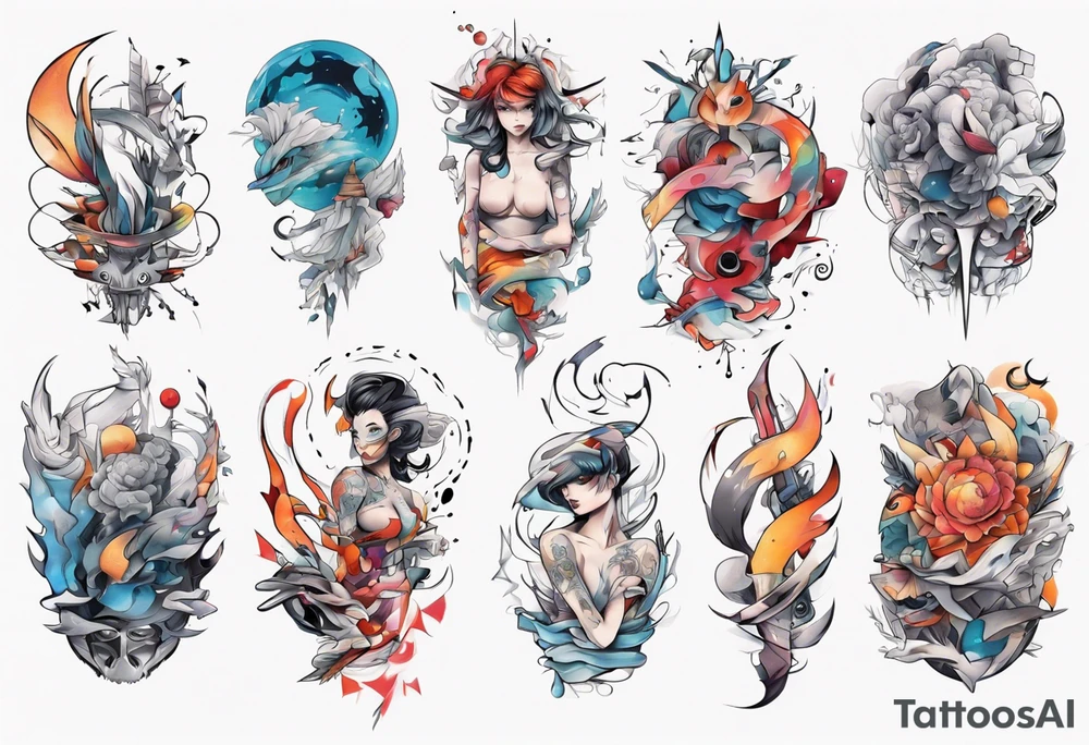 Abstract anime tattoo tattoo idea