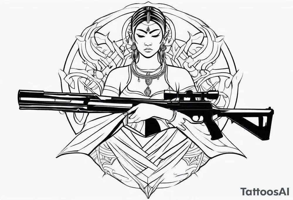 kaali with multiple arms with weapons tattoo idea