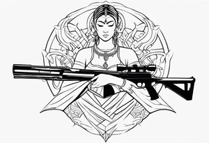 kaali with multiple arms with weapons tattoo idea