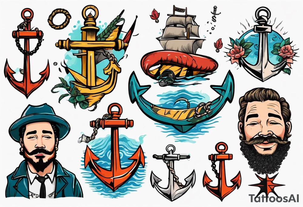 Seaman old style with anchor tattoo idea