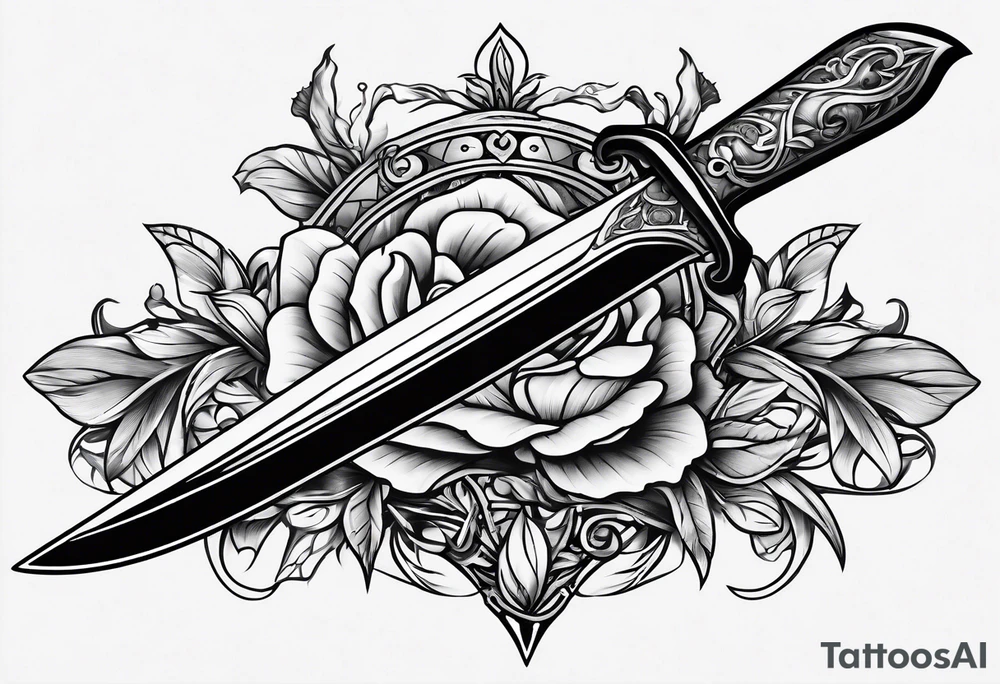 Dagger with hourglass handle and flower blade tattoo idea Dagger with hourglass handle and flower blade tattoo idea