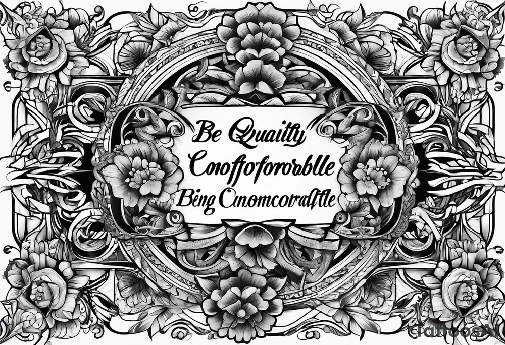 Writing "Be comfortable with being uncomfortable" tattoo idea