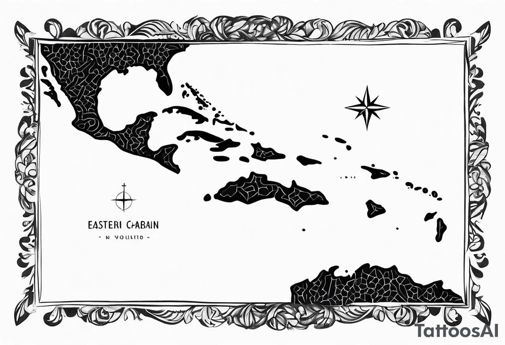 Outline map of the Eastern Caribbean islands tattoo idea
