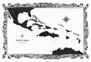 Outline map of the Eastern Caribbean islands tattoo idea