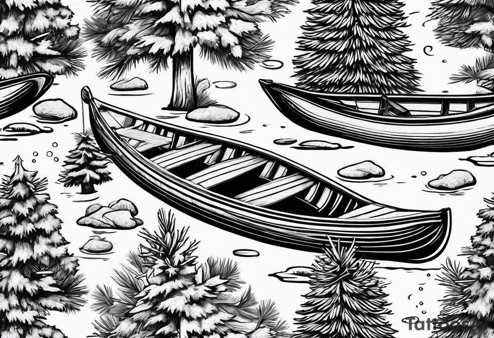 Pine trees canoe Holly leaf tattoo idea