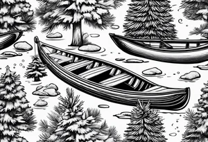 Pine trees canoe Holly leaf tattoo idea