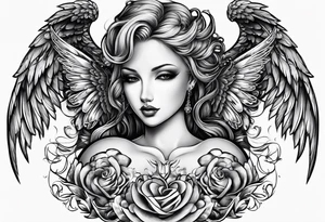 Y2K angel heart with wings and a corset in the middle tattoo idea