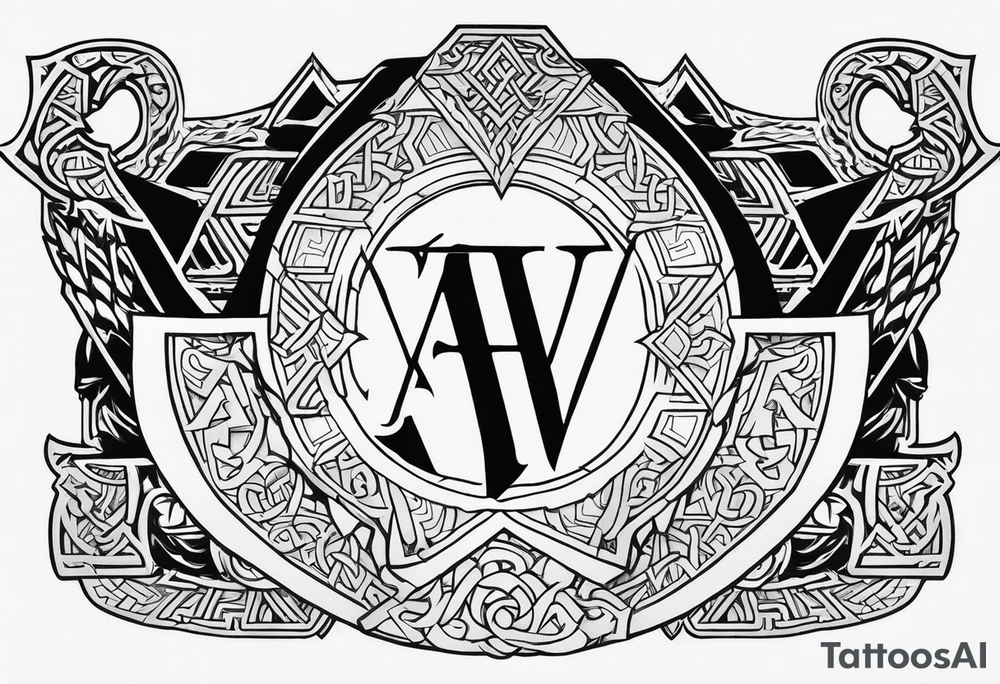 Valhalla sword shield dragon axe Valknut helm of awe tattoo idea