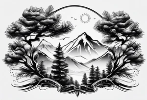 5 pine tree family tattoo idea