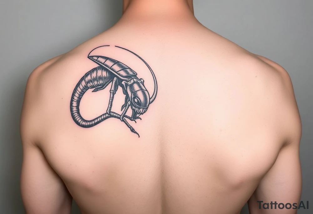 alien eating a bug tattoo idea