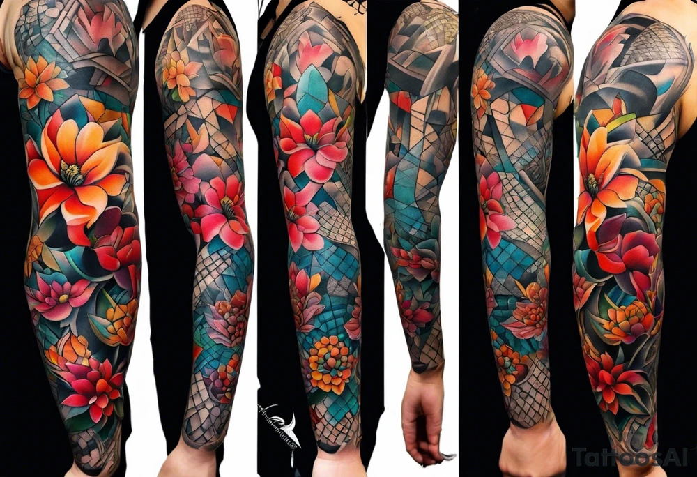 Full leg tattoo sleeve square tattoo idea