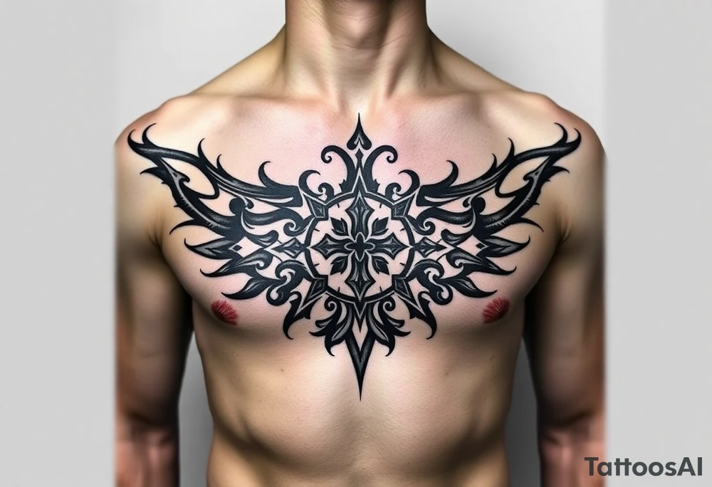 Smith Irish family crest whole chest tattoo idea