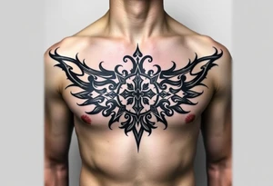 Smith Irish family crest whole chest tattoo idea