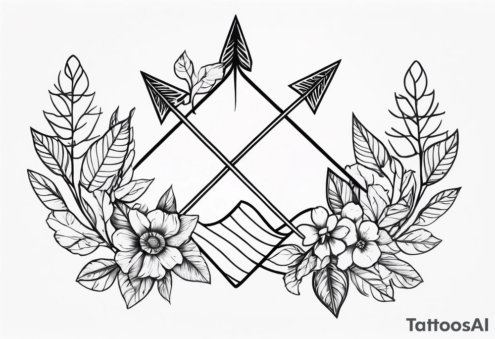 Nature-Inspired Arrow: Twisted with leaves and flowers. tattoo idea