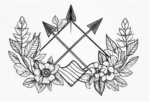 Nature-Inspired Arrow: Twisted with leaves and flowers. tattoo idea