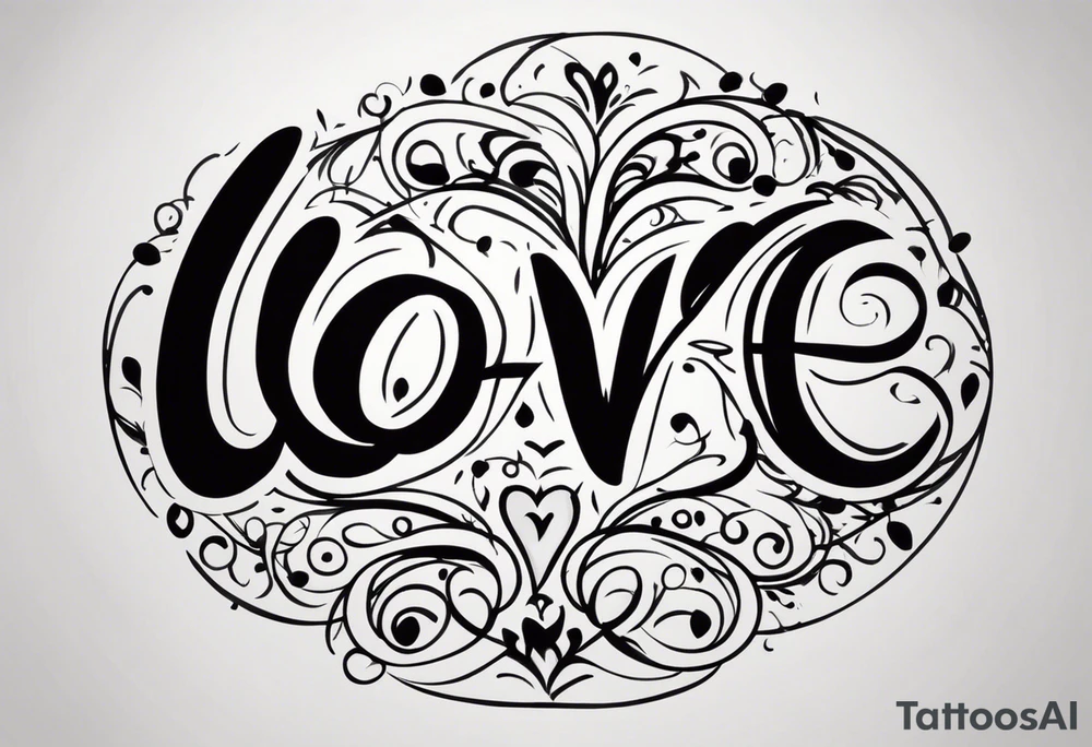 Base Design: circle for upper arm / shoulder. 

Add a tag in a stylized graffiti font with the word LOVE tattoo idea