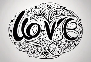 Base Design: circle for upper arm / shoulder. 

Add a tag in a stylized graffiti font with the word LOVE tattoo idea