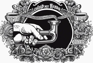 Meth pipe in a hand. 
Underneath the hand the text,  'from my cold dead hands ' tattoo idea