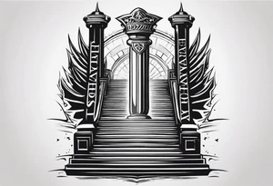 Valhalla sword shield stairs tattoo idea