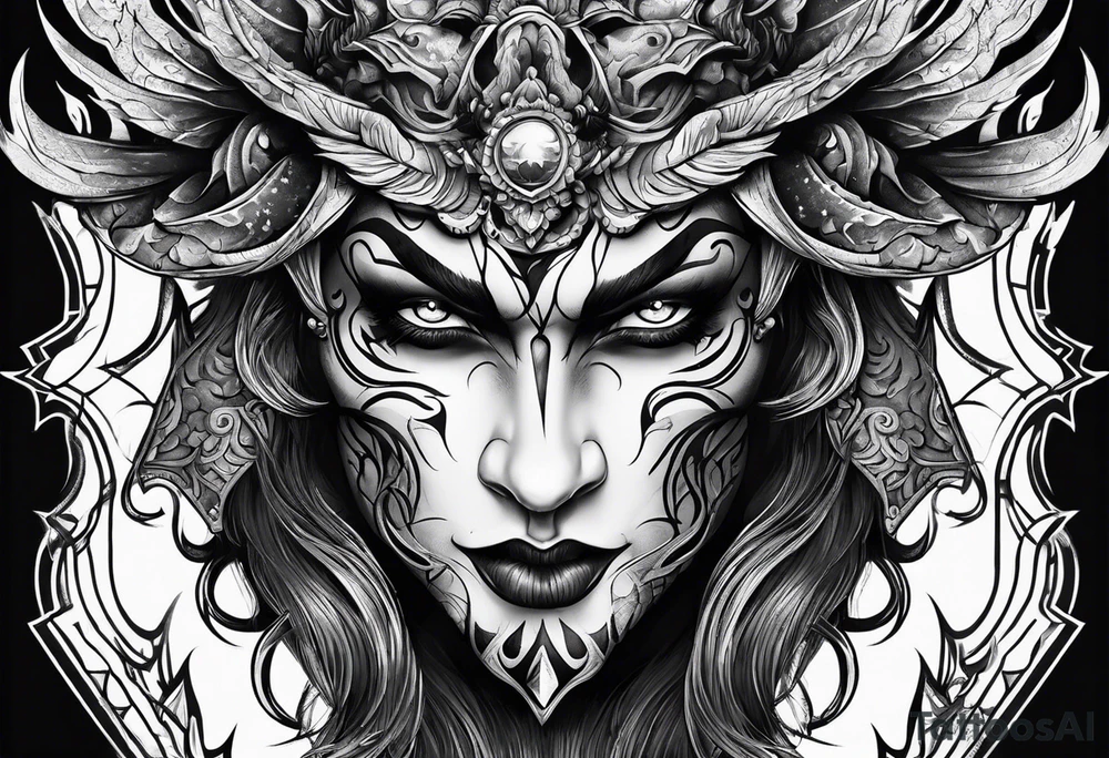 demon face tattoo idea