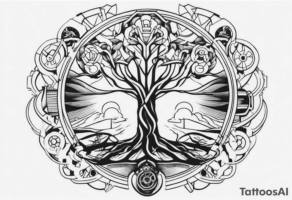 mechanical roots tattoo idea