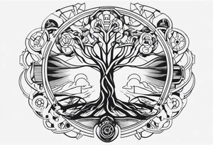 mechanical roots tattoo idea