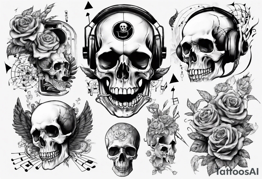 full arm. music combined with science. do not include skulls tattoo idea
