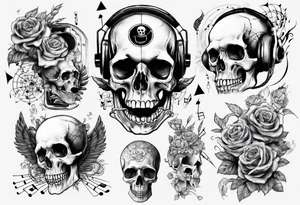 full arm. music combined with science. do not include skulls tattoo idea