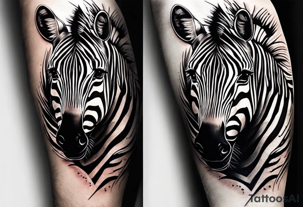 Zebra face on arm tattoo idea