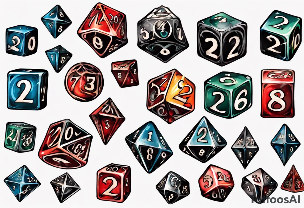 Dice with 20 numbers tattoo idea