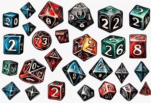 Dice with 20 numbers tattoo idea