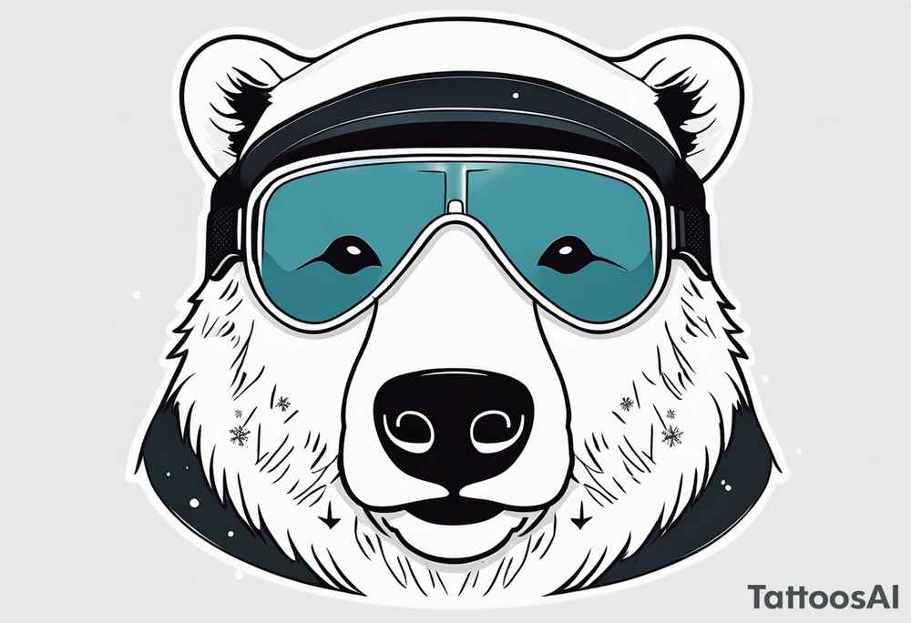 Polar bear wearing a winter hat and snow goggles tattoo idea