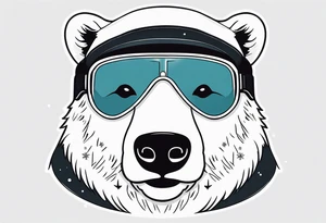 Polar bear wearing a winter hat and snow goggles tattoo idea