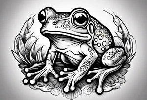 Small frog holding a rainbow flag tattoo idea