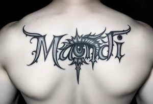 Name Mandi with nubis and eye of raw tattoo idea