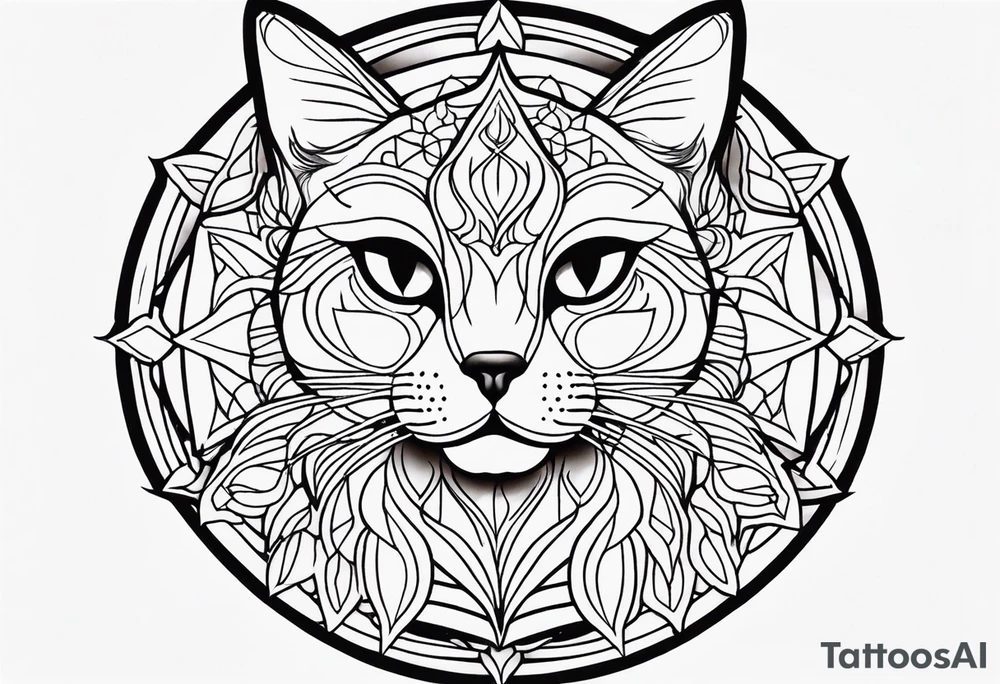 Cat mandala tattoo idea
