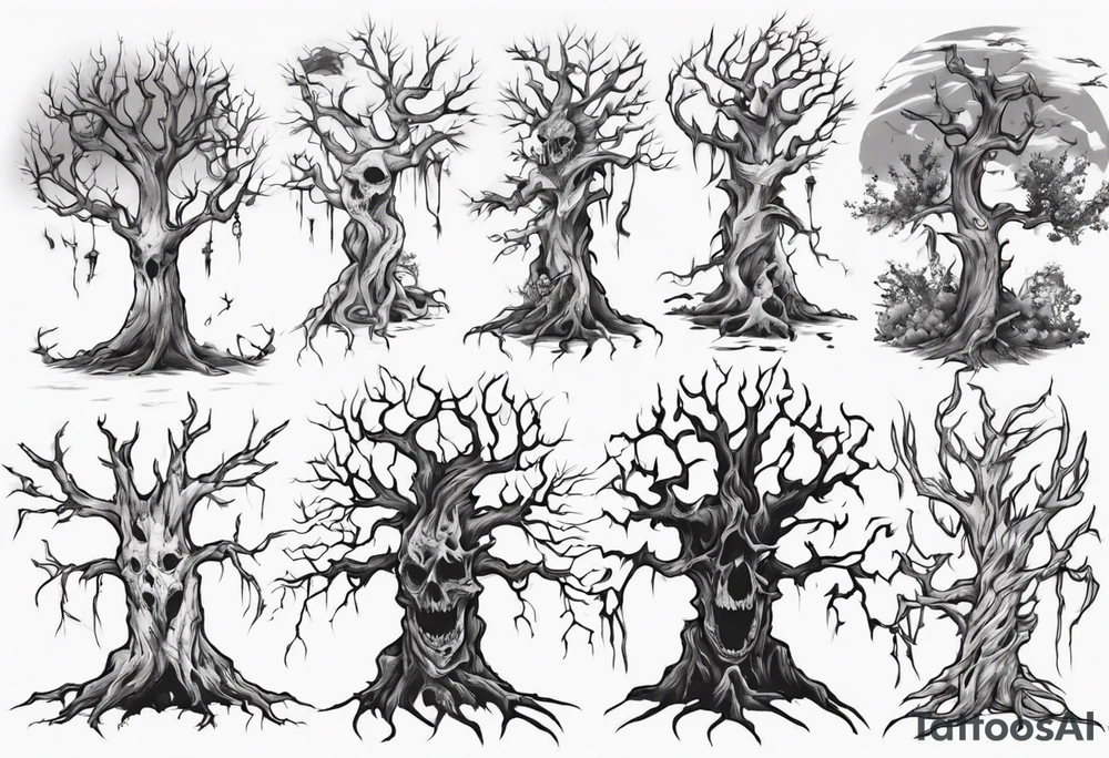 Undead tree tattoo idea