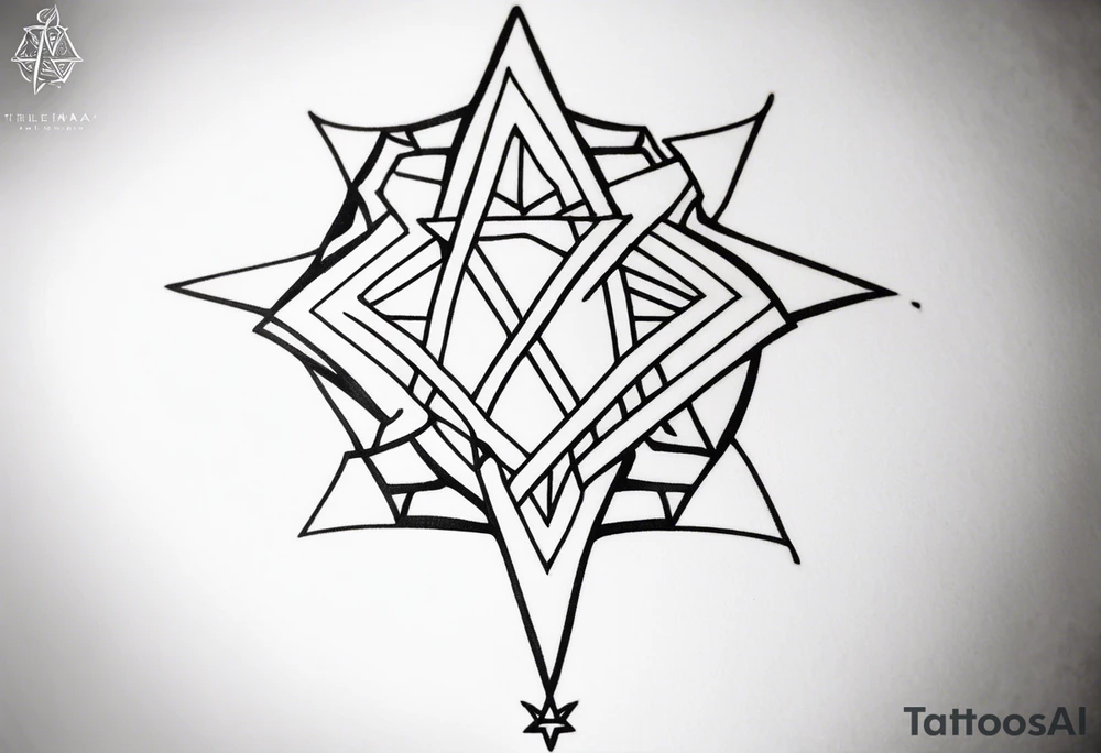 knee tattoo with unicursal hexagram from Thelema tattoo idea