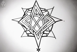 knee tattoo with unicursal hexagram from Thelema tattoo idea